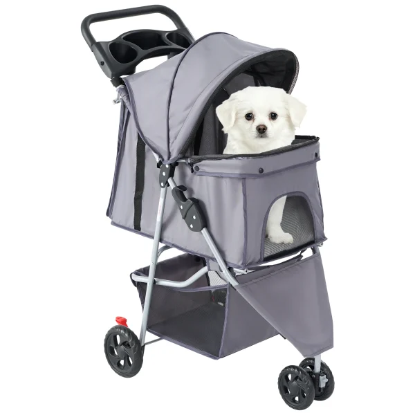 JHK 3-Wheel Foldable Pet Stroller for Dogs & Cats