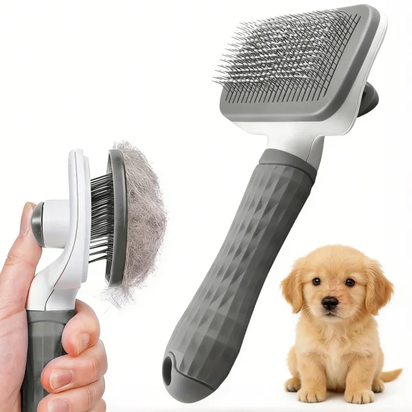 One-Click Self-Cleaning Pet Grooming Brush for Dogs & Cats