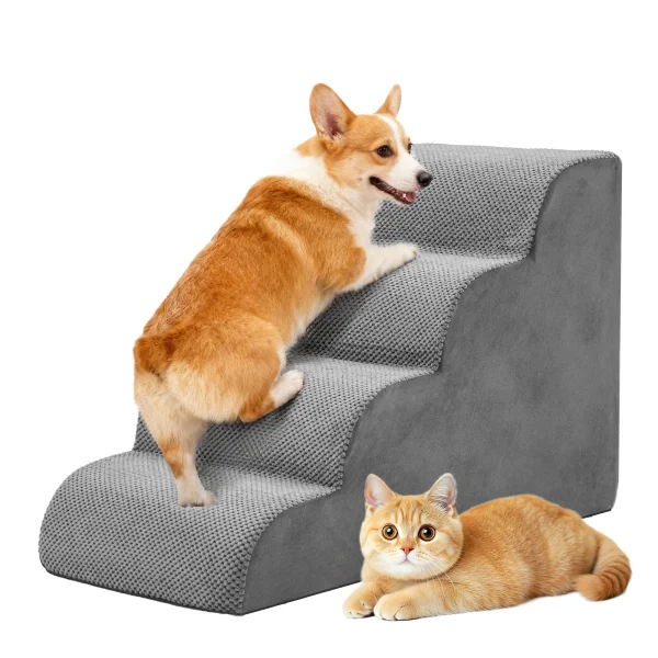 JHK 3–5 Step Foam Dog Stairs Ramp