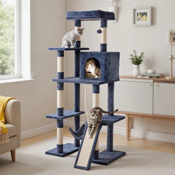 JHK 63-Inch Tall Multi-Cat Tree with Scratching Posts