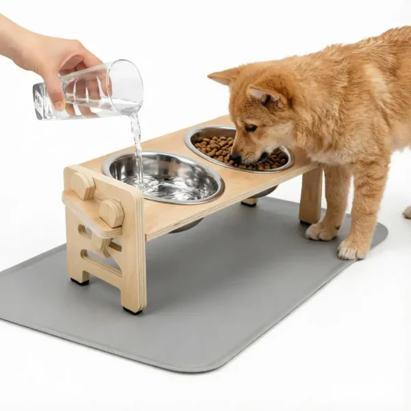 Elevated Puppy Bowls Food Mat Raised Dishes