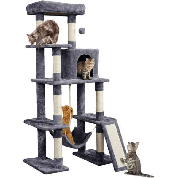 Yah 63" Multi-Level Cat Tree with Sisal Scratching Posts